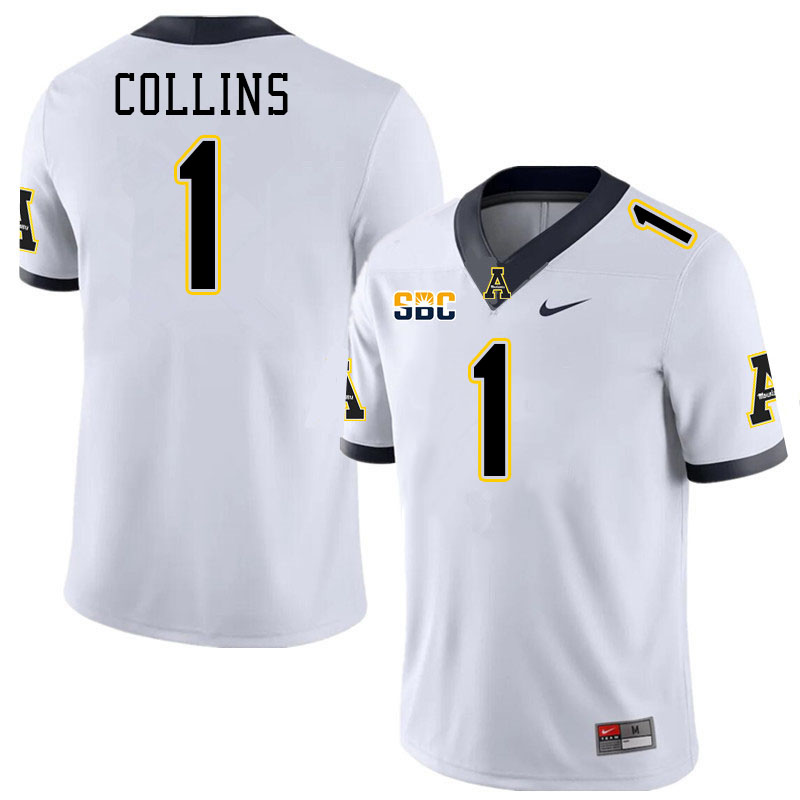 Appalachian State Mountaineers #1 Shawn Collins College Football Jerseys Stitched-White